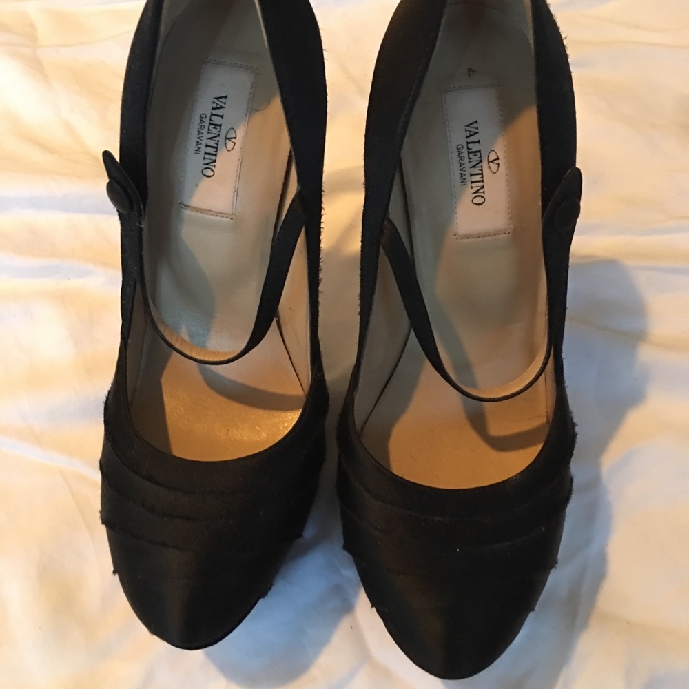 Valentino black satin Mary Janes